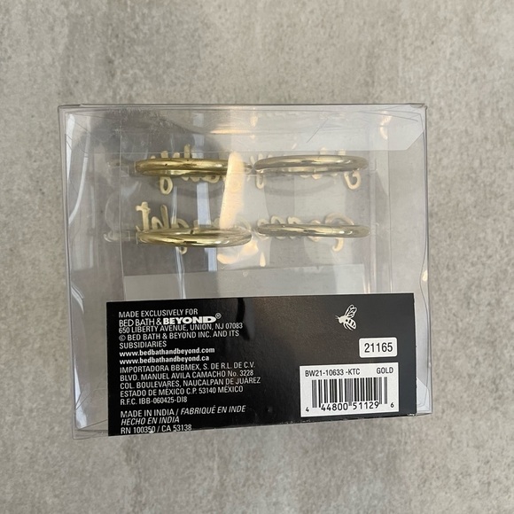 Bee & Willow Napkin Rings Set Of 4 Christmas Gold Jolly Merry Peace Bright NEW - Picture 7 of 8